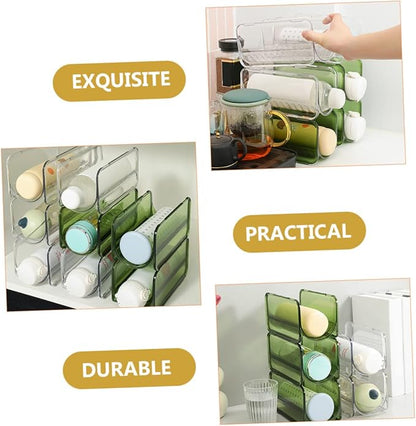Zerodeko 8pcs Stackable Water Bottle Organizer Multi Transparent Cup Rack for Kitchen Fridge Pantry for Efficient Storage and Easy Access