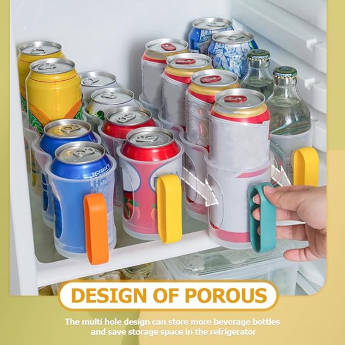 DECHOUS 3 Pack Portable Soda Can Organizer for Refrigerators Plastic Soda Can Holder Dispenser Beverage Holder for Fridge Pantry Freezer Kitchen