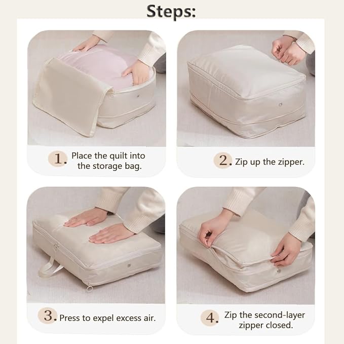 Mecolor Space Saver Compression Storage Bags, Clothes Storage, Bedding Storage, Duvet Storage, Bedding Organiser with Zipper, Pillow, Carrier Bag Storage (pink, L)