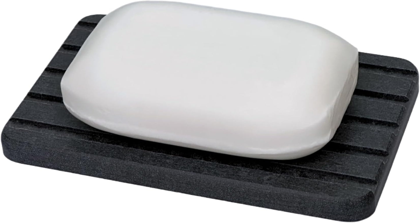Stone Drying Tray, Water Absorbing Stone Tray for Sink, Soap Dish for Shower, Diatomaceous Earth Sponge Dispenser Holder for Kitchen Bathroom (Silicone Feet, Rectangle, Gray)
