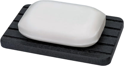 Stone Drying Tray, Water Absorbing Stone Tray for Sink, Soap Dish for Shower, Diatomaceous Earth Sponge Dispenser Holder for Kitchen Bathroom (Silicone Feet, Rectangle, Gray)