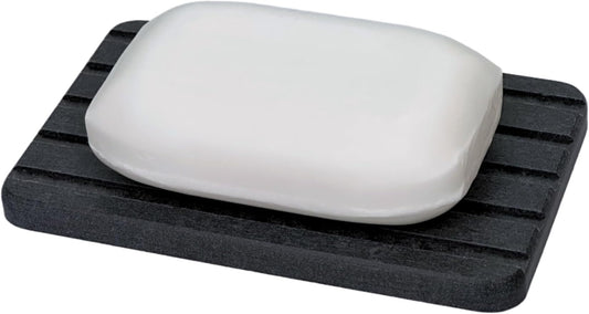 Stone Drying Tray, Water Absorbing Stone Tray for Sink, Soap Dish for Shower, Diatomaceous Earth Sponge Dispenser Holder for Kitchen Bathroom (Silicone Feet, Rectangle, Gray)