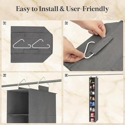 Lifewit Closet Shoe Organizer Hanging 8 Tier, Fabric Shoe Hanging Organizer for Closet, Collapsible Closet Organizers and Storage for Shelf, Wardrode, Dorm, 11.8" L X 5.9" W X 40.9" H, Gray