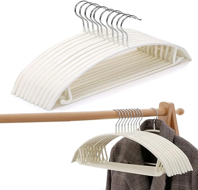 Contour Metal No Bumps Hanger - Suit, Coat & Sweater Hanger (Pack of 50, White)
