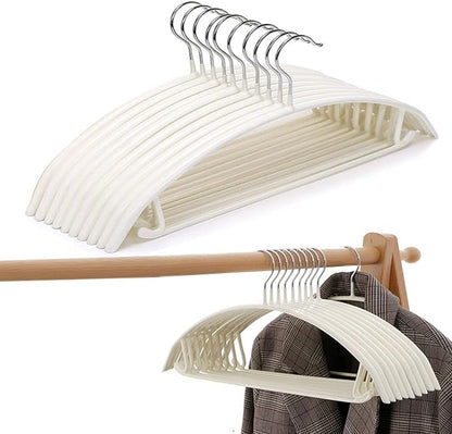 Contour Metal No Bumps Hanger - Suit, Coat & Sweater Hanger (Pack of 50, White)