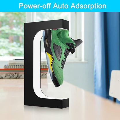 UVEHAS Floating Shoe Display Magnetic Levitation Sneaker Stand with LED Light Rotating Levitating Holder Rack for Shoes Collectors Advertising Exhibition Store Show Home Decoration, Black
