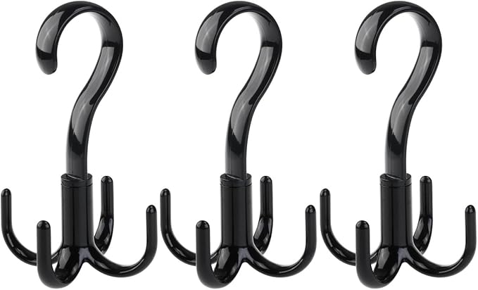 TinkSky Belt Hanger Scarf Tie Rack Holder Hook for Closet Organizer 360 Degree Rotating 3 Pack