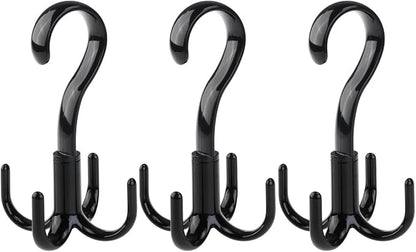 TinkSky Belt Hanger Scarf Tie Rack Holder Hook for Closet Organizer 360 Degree Rotating 3 Pack