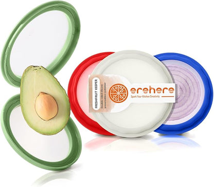 4-Piece Food Storage Containers Set – Avocado Saver, Onion Keeper, Silicone Kitchen Organizers for Fridge, Reusable & Fresh-Keeping Design