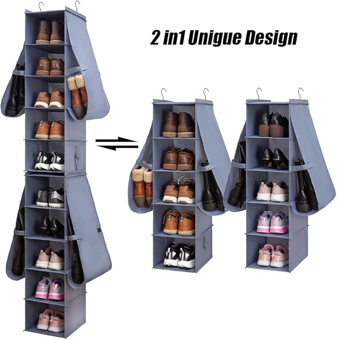 Shoe Rack Closet Hanging Boot Organizer for Closet Shoes Organizer Hanging Shoe Boots Storage Holder Shoe Closet Organizer, 10-Shelf 4 Pockets