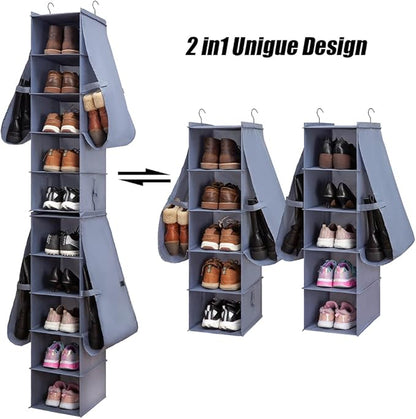 Shoe Rack Closet Hanging Boot Organizer for Closet Shoes Organizer Hanging Shoe Boots Storage Holder Shoe Closet Organizer, 10-Shelf 4 Pockets
