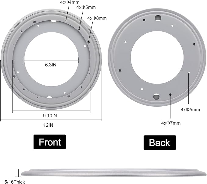 12Inch Round Lazy Susan Turntable Bearing Plate, Rotating Swivel Base with 1000lbs Load Capacity, Turntable Base for Serving Tray, Kitchen