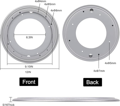 12Inch Round Lazy Susan Turntable Bearing Plate, Rotating Swivel Base with 1000lbs Load Capacity, Turntable Base for Serving Tray, Kitchen