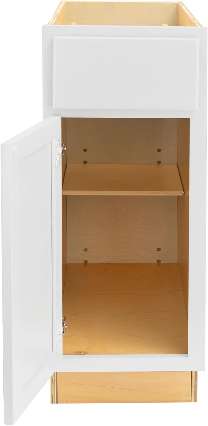 Quicklock RTA (Ready-to-Assemble) | Base Kitchen Cabinets - Shaker Style | Made in America (Pure White, 15" Wx34.5 Hx24 D Base)