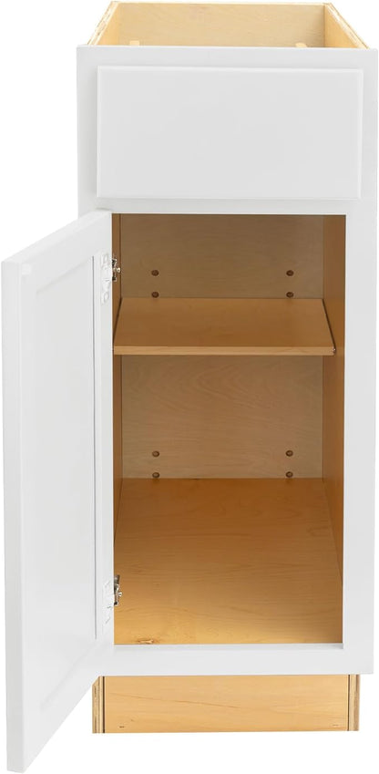 Quicklock RTA (Ready-to-Assemble) | Base Kitchen Cabinets - Shaker Style | Made in America (Pure White, 15" Wx34.5 Hx24 D Base)