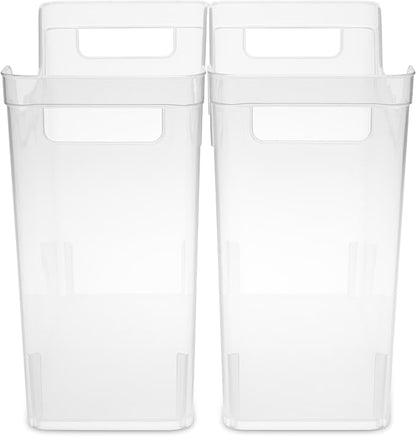 Sterilite Narrow Shelf Bin with Handles, Plastic Storage Container for Organizing Shelving, Closet, Pantry, and Countertops, Clear, 6-Pack
