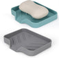 Silicone Soap Dish for Shower with Self Draining, 2 Pack Soap Holder for Bathroom, Silicone Sponge Holder for Kitchen Sink, Soap Tray for Dispenser, Scrubber, Bottle, 4.7"×3.9", Gray & Teal