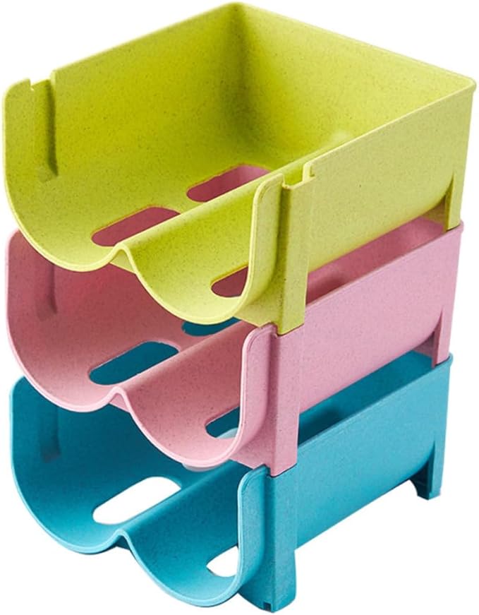 Ciieeo 3Pcs Stackable Refrigerator Beverage Storage Box Sturdy Can Organizer for Beer and Soda Easy to Clean Fridge Drawer Rack Space-Saving Design for Kitchen and Pantry