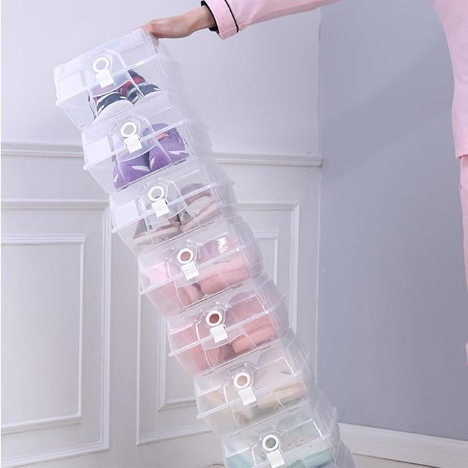 BESPORTBLE Large Plastic Shoe Storage Box Thickened Flip-Top Shoe Organizer Dustproof Design for Men and Women for Closet and Travel Use