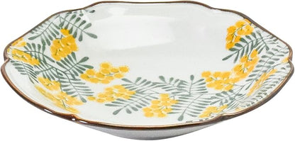 aito 111258 Mimosa Style Curry Plate, Pasta Plate, Approx. 8.7 x 8.3 inches (22 x 21 cm), Floral, Microwave, Dishwasher Safe, Yellow, Mino Ware, Made in Japan