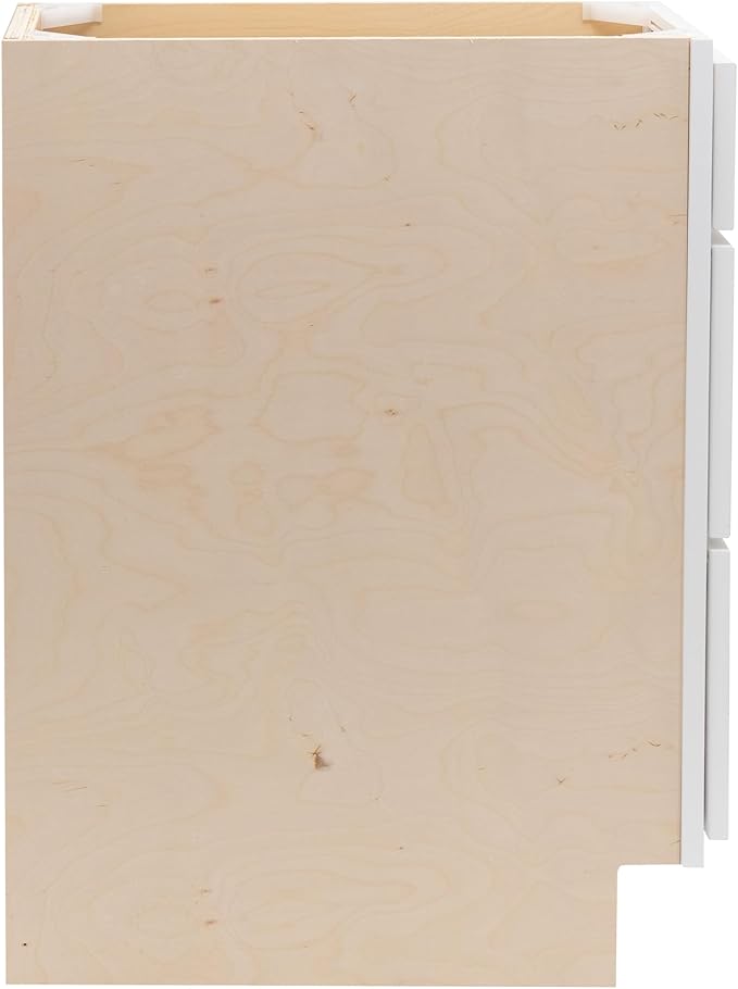 Quicklock RTA (Ready-to-Assemble) | Base Kitchen Cabinets - Shaker Style | Made in America (Pure White, 15" W x 34.5" H x 24" D 3 Drawer Pots and Pans)