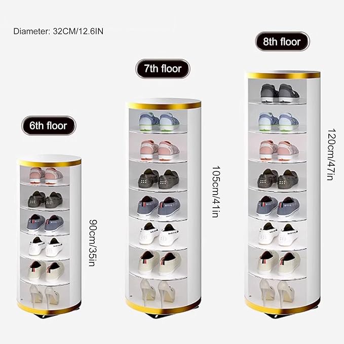 360-degree Rotating Shoe Cabinet, Shoe Rack For Entryway Shoe Storage Cabinet, Free Standing Metal Revolving Stand, Vertical Shoe Rack For Small Spaces Storage Simple And Modern ( Size : 32*105cm/12.6