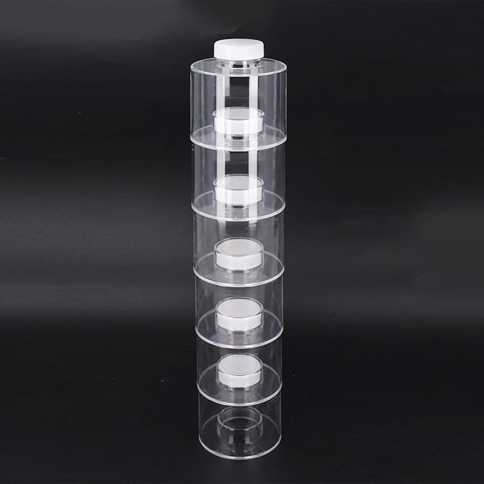 Gavigain 6-Piece Stackable Spice Jars Spice Storage Spice Tower Clear Spice Bottles Kitchen Organizer Spice Pot for Home Cooking