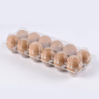 120 pc large clear plastic Egg Carton, can accommodate 2.5 ounces of eggs,12grid Eggs Carton Bulk , clear Large egg cartons ,It Can Hold 2.3 oz of eggs Perfect for Family, Farm, Markets..(2*6)