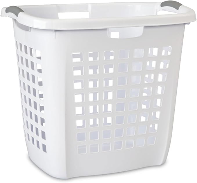 Sterilite Ultra Easy Carry Laundry Hamper, Comfort Handles to Easily Carry Clothes Between the Bedroom and Laundry Room, Plastic, White, 4-Pack