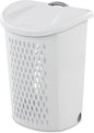The Plastic Laundry Hamper with Handle and Wheels for Easy Transport, White