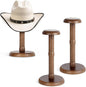 SEKSON Cowboy Hat Stand, Tabletop Hat Display Rack, Solid Wood Hat Holder Stand for Caps Wigs Helmets, Rustic Brown (2 Pack)