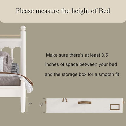 Under Bed Storage, Under Bed Storage Containers Bins for Clothes, Large Linen Underbed Closet Organization Bins, 2 Pack Collapsible Underbed Bin Dorm for Clothes, Sweater, Beige