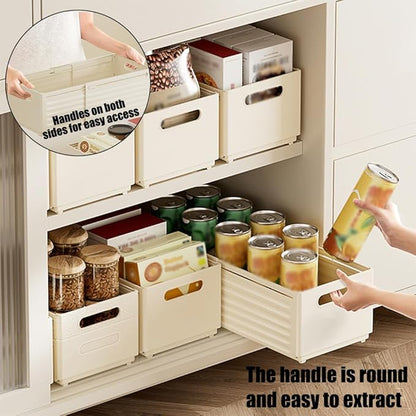 Foldable Storage Bins, 2 Pack Plastic Expandable Boxes for Organizing, Adjustable from 11-18.8" Drawer Organizers Separators Dividers for Bedroom Kitchen Utensils Tools Closet, Large