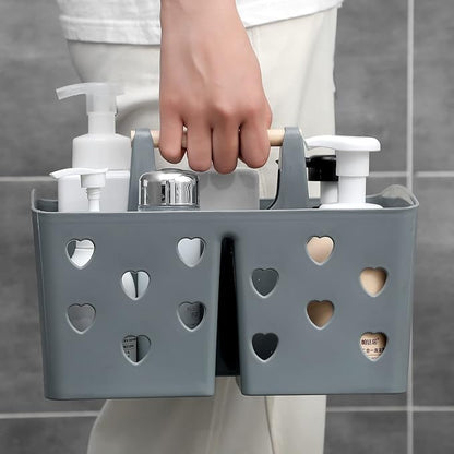 Anyoifax Portable Shower Caddy Plastic Shower Basket Organizer Divided Bathroom Caddy Storage Cleanning Caddy Tote with Handle for College, Dorm Room, Kitchen, Grey