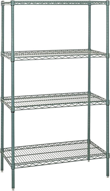 Quantum Storage Systems WR63-1454P Wire Shelving Starter Kit, 54" W x 14" D x 63" H, 600 lbs Capacity, Carbon Steel, Epoxy Coated, Green, NSF