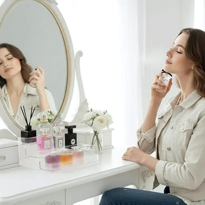 2 Pack Perfume Display Mini Perfume Organizer & Mini Scented Oils Organizer Vanity Display Case, 3 Tiers Perfume Cabinet for perfume shelf Clear Acrylic Display Case a Great Storage Helper at Home