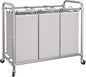STORAGE MANIAC 3 Section Laundry Sorter, 35.6 Gal (135 L) Laundry Hamper Cart with Heavy Duty Rolling Lockable Wheels and Removable Bags, Clothes Organizer Basket Clothes Separator Hamper, Gray