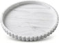 Round Silicone Bathroom Vanity Tray, Decorative Organizer for Soap, Perfume, Candle, Kitchen Countertop, Coffee Table Decor (White Marble, 9")