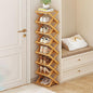 Narrow Shoe Rack - Shoe Storage Organiser- Vertical Bamboo Foldable Shoes Shelf for Entryway, Closet, Bedroom, Hallway ([Primary Color] 8 Layers)