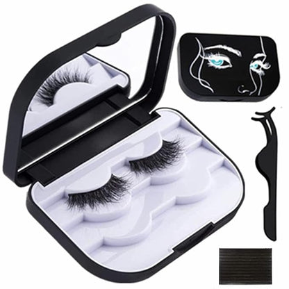 False Eyelash Case Lash Case Organizer Lash Container Box Empty Cosmetic Case Magnetic Eyelashes Storage Box with Mirror, Eyelashes Packaging Travel Storage Box Eyelash Bag (Black)