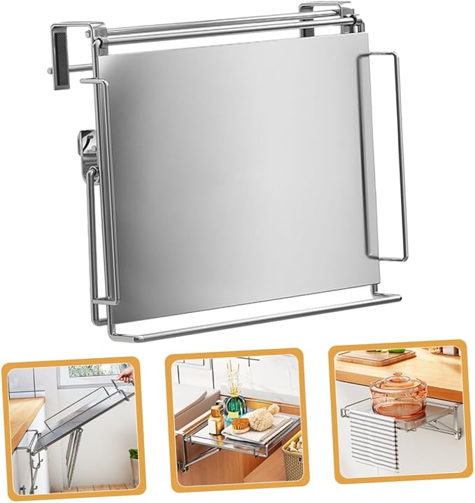 PRETYZOOM Over the Door Cabinet Organizer Rack Foldable Kitchen Shelf for Bathroom Home Storage Strong Load Bearing Hanging Shelf Space Saving Design