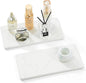 2PCS 10"x 5" Large Bathroom Sink Vanity Trays, Water Absorbing Diatomite Stone Quick Drying Mat for Kitchen Counter, Dish Rack Dispensers Sponge Holder Caddy Organizer, Marble White, 10"x 5"