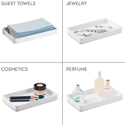 iDesign Steel Vanity Tray for Bathroom Organization and Storage - Set of 2 - White