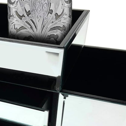 OnDisplay Emma 2 Drawer Tiered Mirrored Glass Makeup/Jewelry Organizer - Mirror Beauty Station - Perfect for Vanity, Bathroom Counter, or Dresser (Silver)