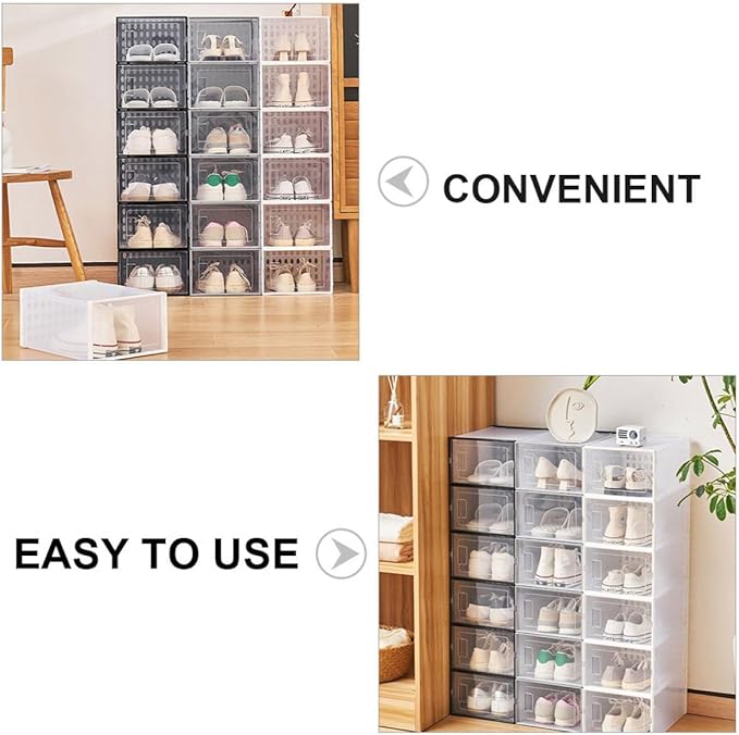 MAGICLULU Shoe Storage Boxes 3pcs 34x15.5x24cm Plastic Shoe Organizers Dustproof Moisture-resistant Storage Containers for Home Closet