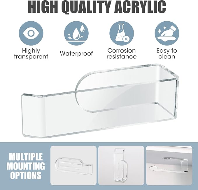 NiHome Clear Acrylic Hat Racks for Baseball Caps, Removable No-Drill Hat Holder Storage Organizer with Nano Adhesive Tape, Hat Hanger for Door, Bedroom & Closet, 2-Pack