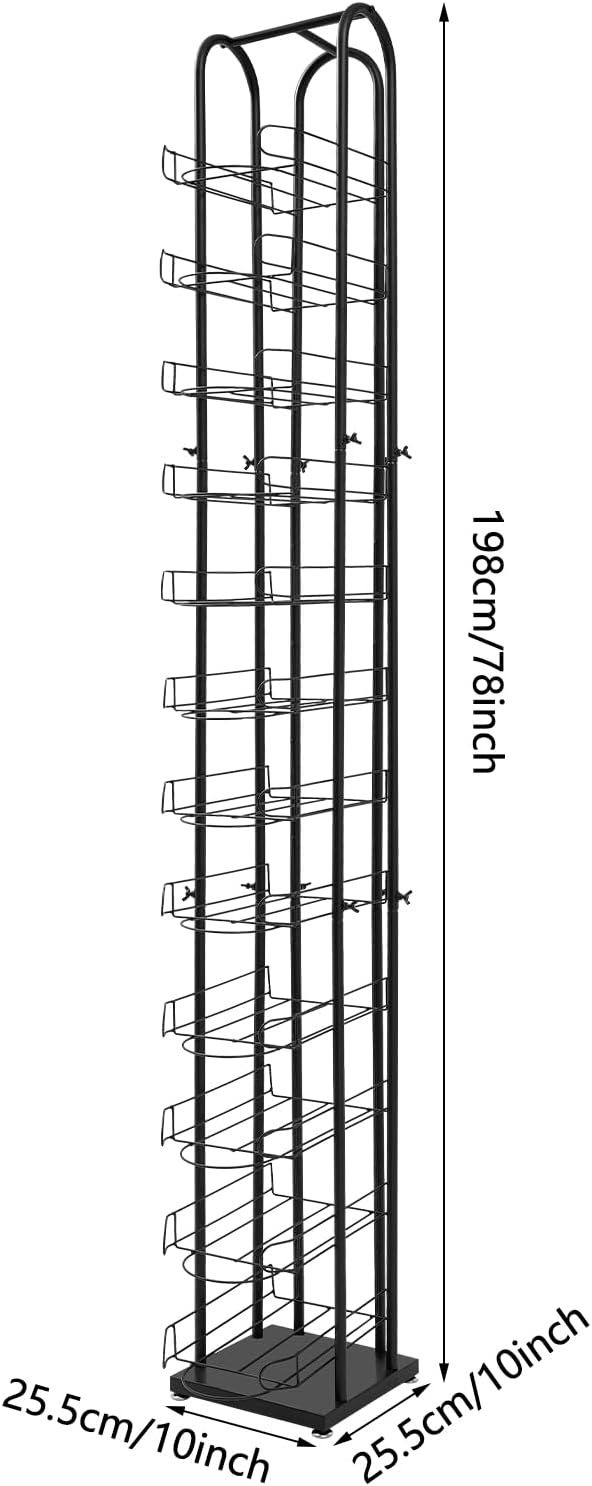 Hat Display Rack,12 Tier Metal Hat Rack Tower with 4 Adjustable Feet, Retail Hat Rack,Display Storage Vertically,Freestanding Hat Display Stand for Homes, Stores, Gift Storesto Place Various Of Hats