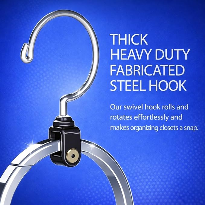Rolly Hanger® Closet Space Saver – Premium Rotating Aluminum Organizer for Belts, Ties, Hats & Handbags – Heavy Duty 360° Swivel – Declutter & Maximize Storage (3 Pack)