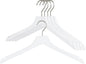 MAWA by Reston Lloyd, European Wooden Hanger, Beech Wood Straight Hanger with Shoulder Notches, Rotating Chrome Hook, White Finish, for Shirts, Blazers, Dress Clothes, Set of 5 (26135)