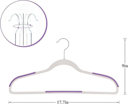 VECELO 50 Pack Clothes Hangers, Non-Slip Plastic Coat Hanger, 360°Swivel Hook & Space Saving for Bedroom Closet, Great for Shirts, Pants, Excellent Heavy Duty